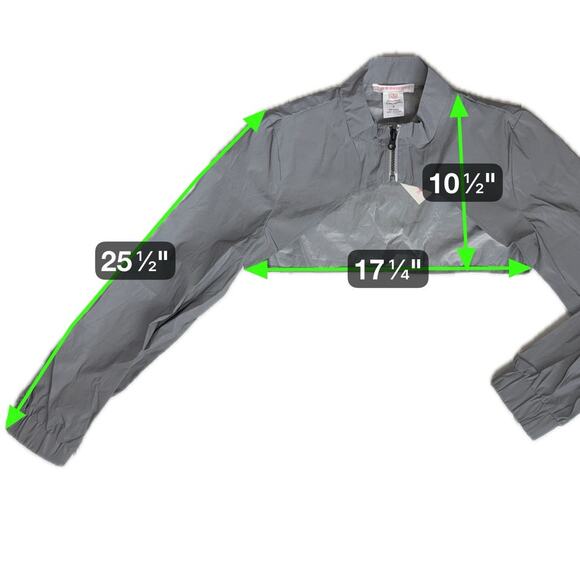 Gray Cropped Windbreaker Jacket Sz Small Reflective Fabric Bolero Style Festival - Picture 6 of 15